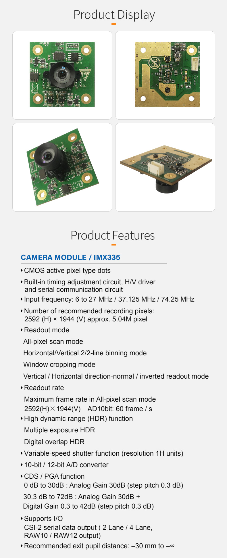 Dogoozx IMX335 5MP Fixed Focus with MIC HDR USB Drone high-speed scanner Camera Module插图1