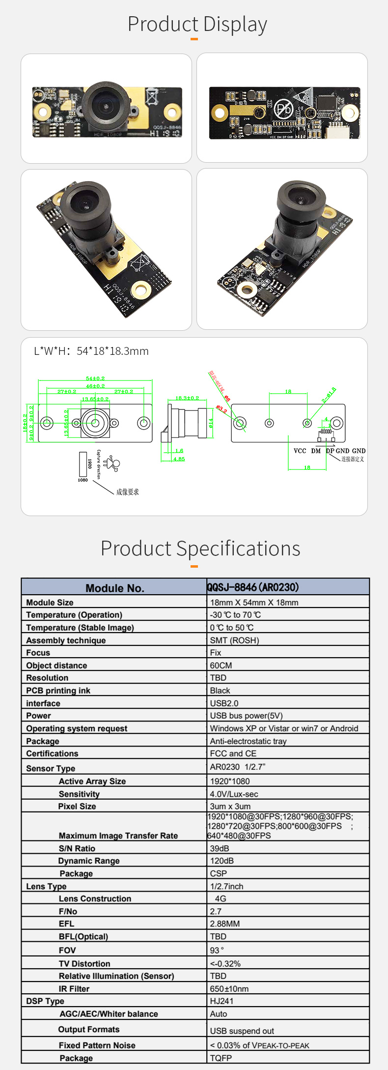 Dogoozx HD USB 1080P AR0320 Identify Surveillance Motion Camera Module Backlight capture插图1