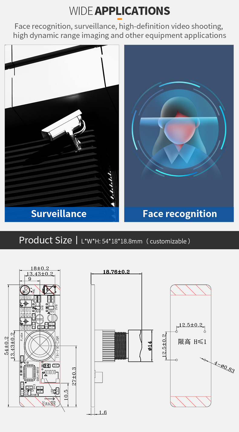 Dogoozx AR0230 1080P backlight HDR face recognition wide angle camera module manufactor插图2