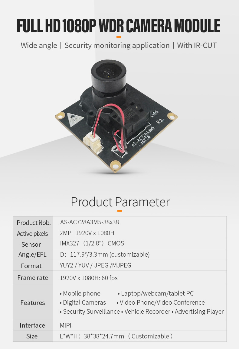 Dogoozx 1/2.8 CMOS 1080P sensor for Sony IMX327 monitoring HDR with IR-CUT camera module插图