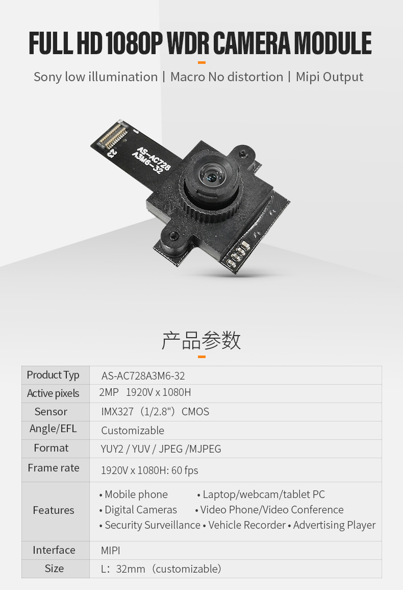 Dogoozx 2MP 1080P mipi HDR Document scanning identification IMX327 macro camera module插图