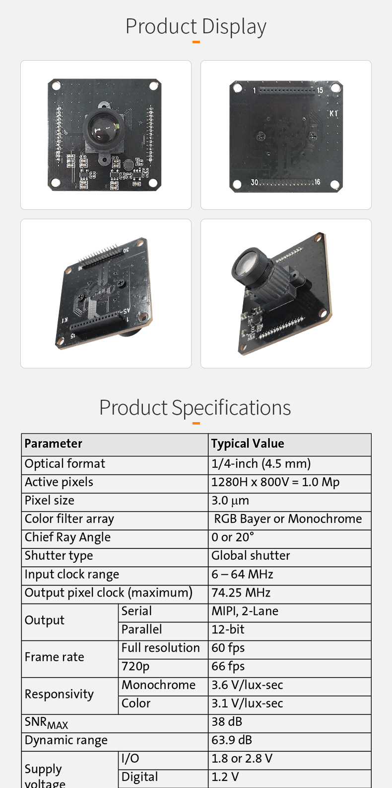 Dogoozx AR0144 Sensor Global Shutter 1/4-inch 1MP 720P 60fps DVP Interface Camera Module插图1