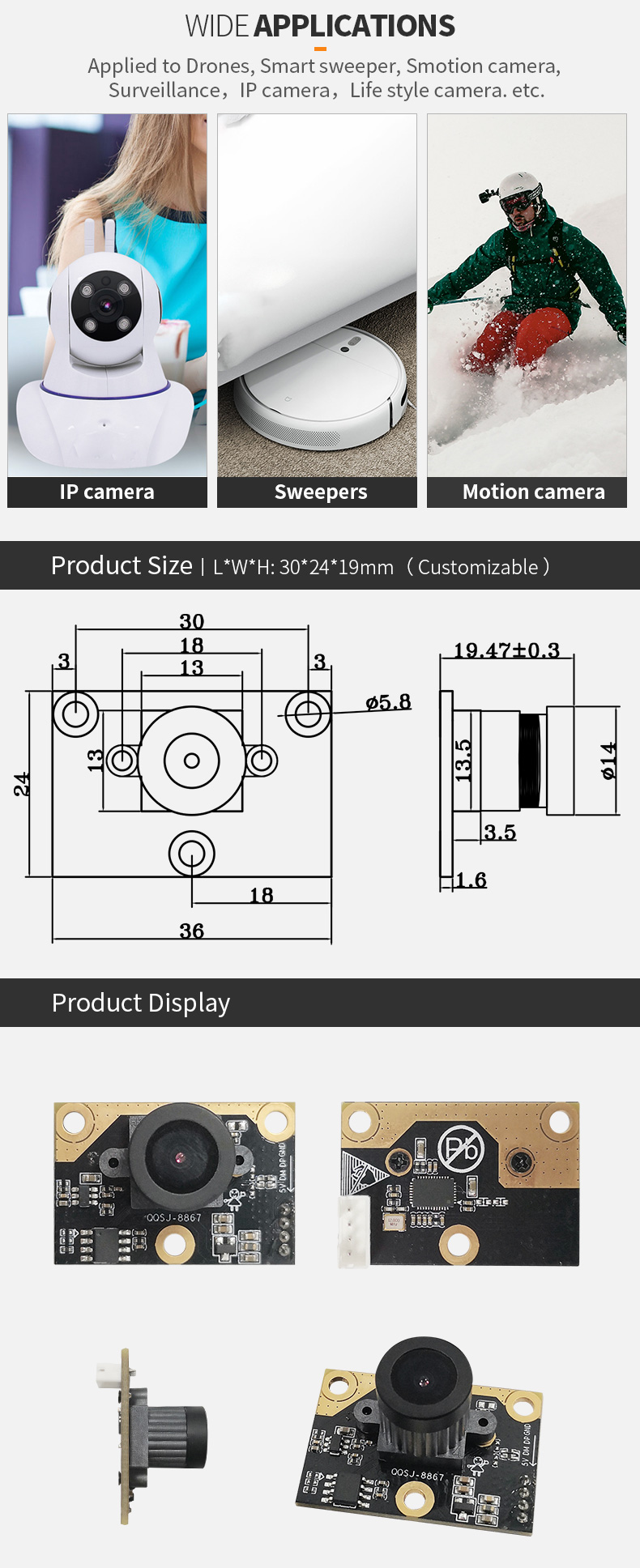 Dogoozx 1MP 720P OV9732 Smart Home Identification usb plug and play PCBA camera module插图2