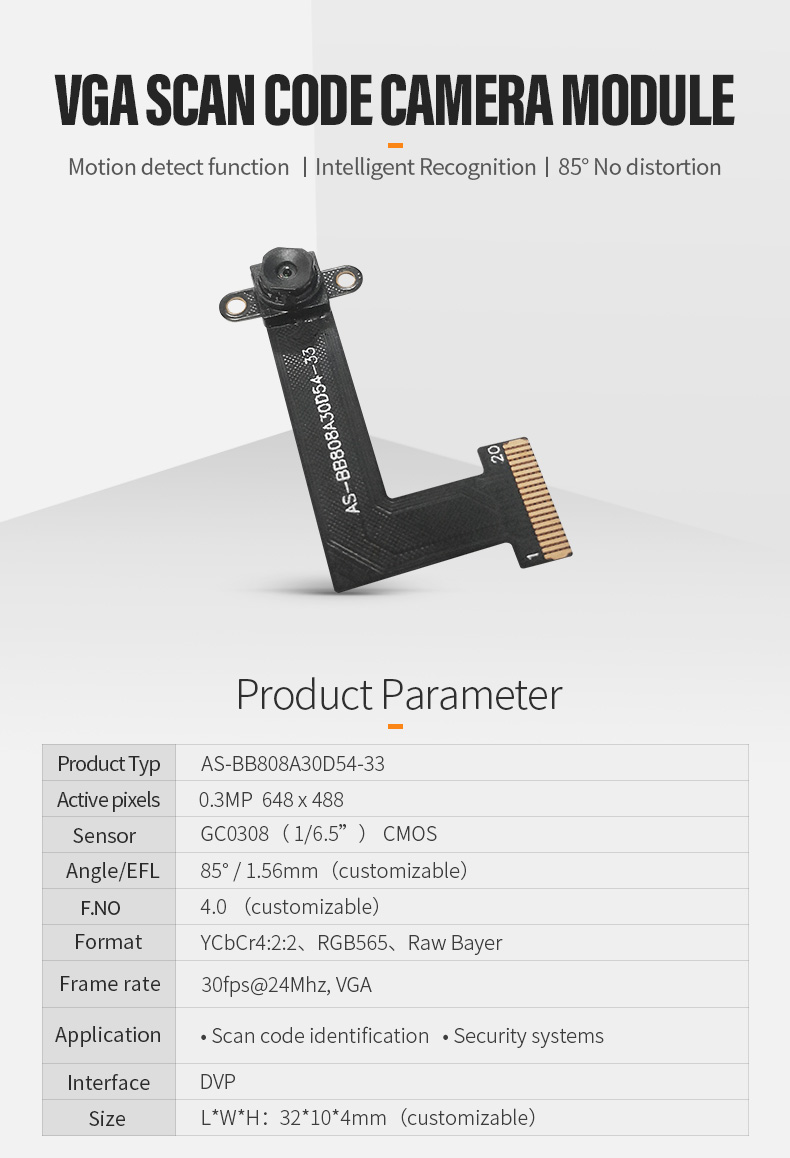 Dogoozx HD 0.3MP GC0308 VGA with ISP mipi motion detection scan code DVP camera module插图