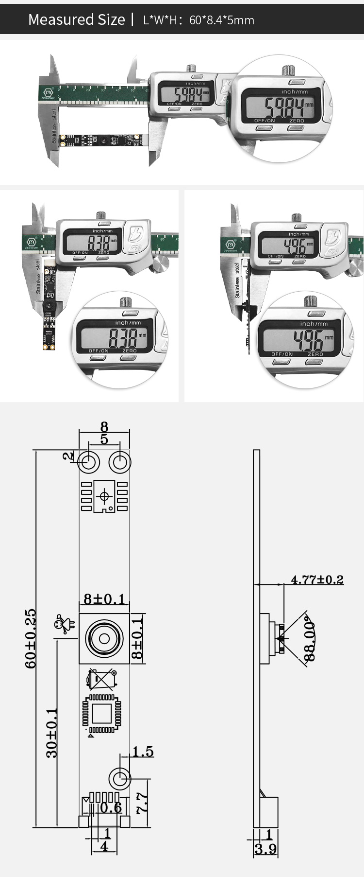 Dogoozx 0.3W USB GC0308 VGA Distortionless Used To Identify Scanning Camera Modules插图3