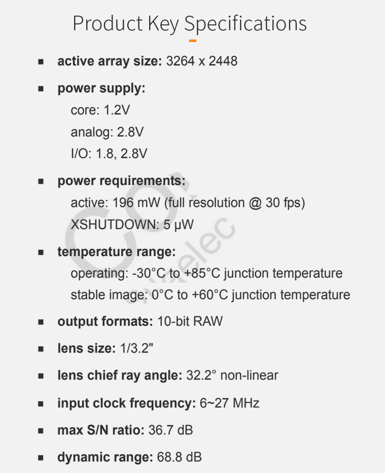 Dogoozx OV8865 Sensor No Distortion 8MP Autofocus 4K MIPI Camera Module插图2