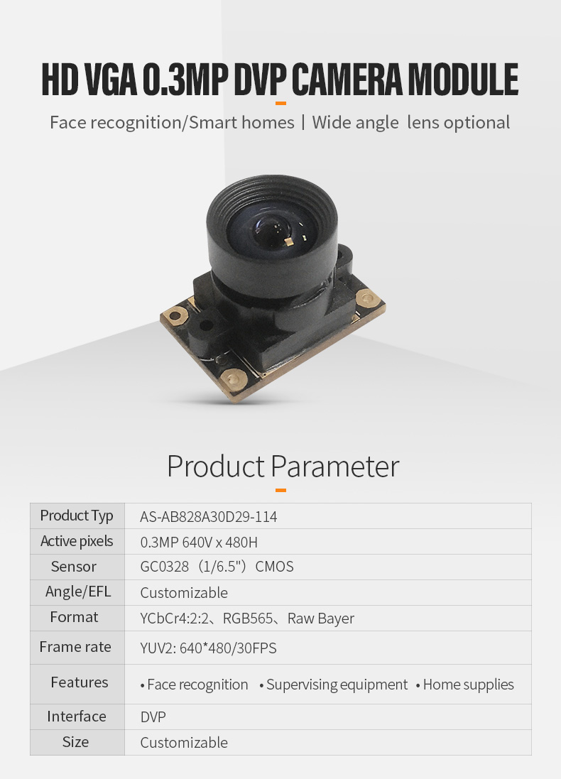 Dogoozx GC0328 pcb mini DVP 0.3MP VGA scan code face recognition camera module插图