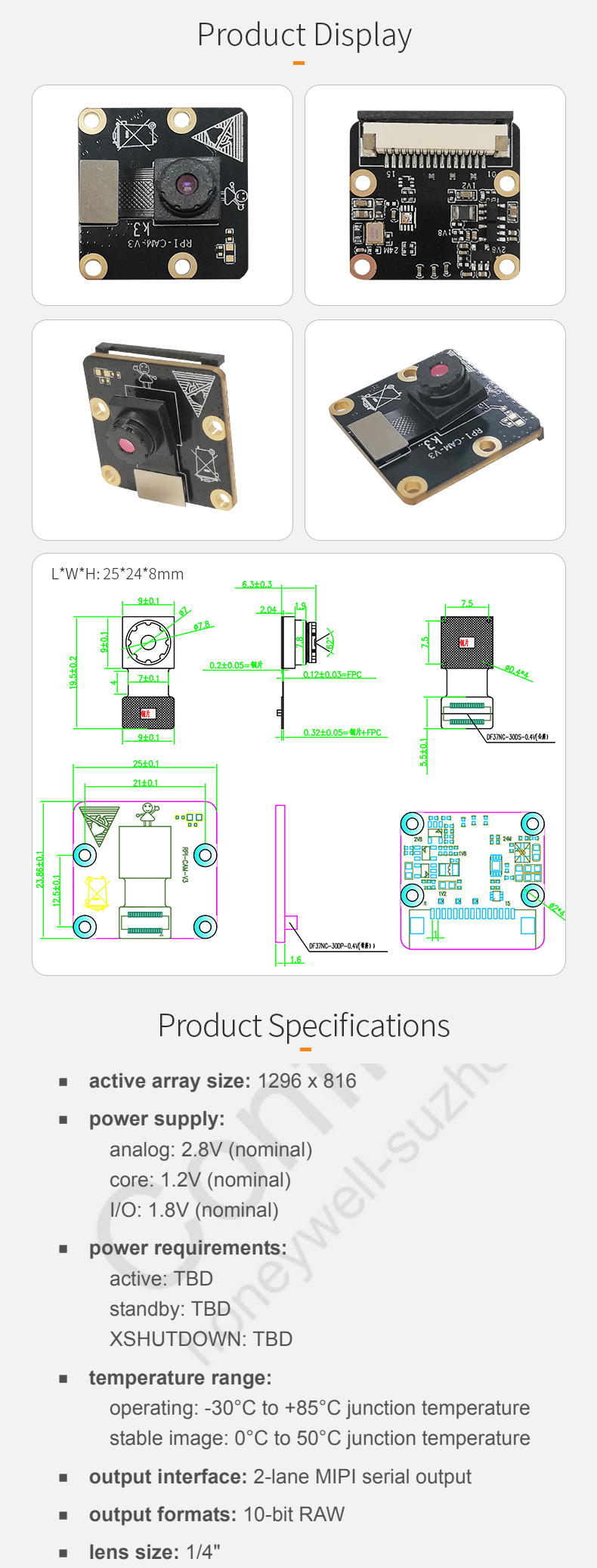 Dogoozx HD 720P OV9281global exposure Logistics scanning code split mipi camera module插图1