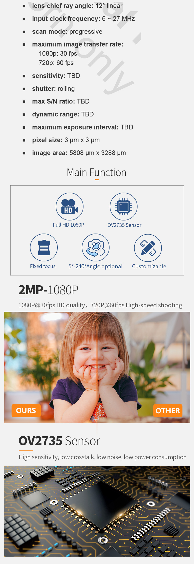 Dogoozx 1080P 60fps dvp 2MP mobile phone notebook built-in camera OV2735 camera module插图2