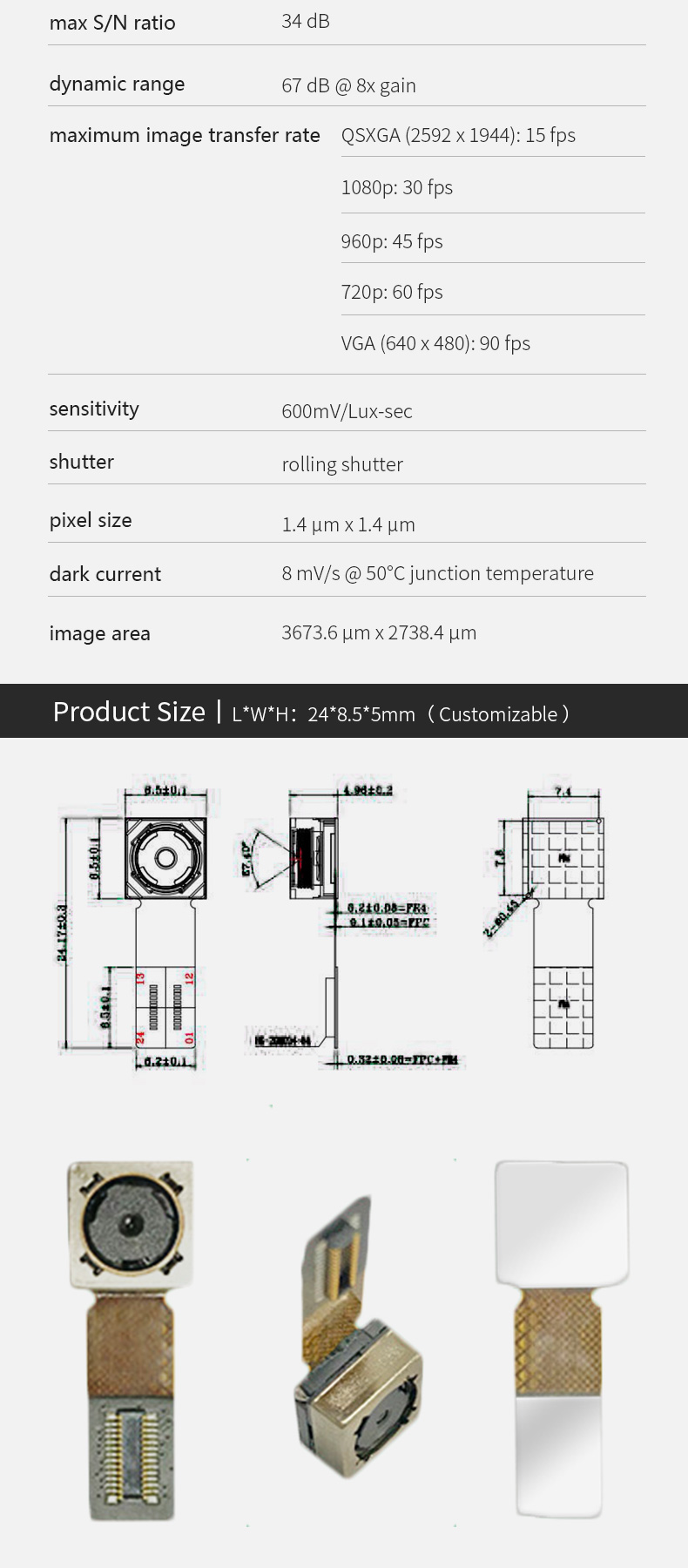 Dogoozx Auto Focus OV5648 smartphone tablet PC 1080P MIPI Camera Module 5MP 32MP 48MP插图3