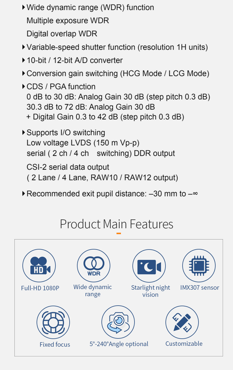 Dogoozx IMX307 Sensor HD Face Recognition 1080P HDR Starlight Security FPC Camera module插图2