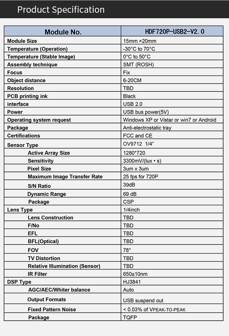 Dogoozx Distortionless OV9712 720P UVC Agreement USB Split-type Wiring Camera Module插图4