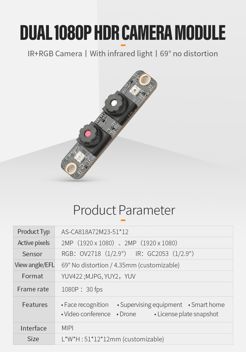 Dogoozx OV2718 Dual 1080P Mini MIPI Infrared Thermal Imaging binocular camera module fpc插图