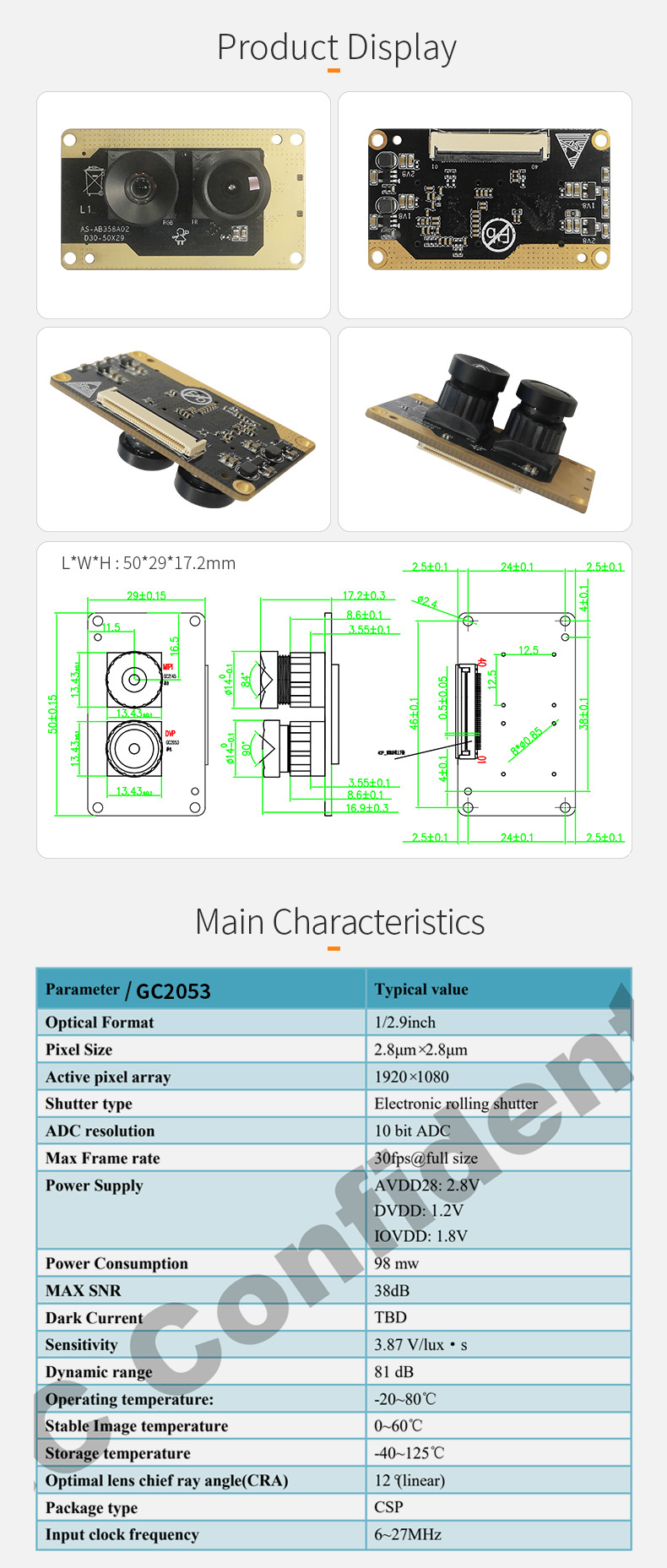 Dogoozx 1080P Binocular GC2053 GC2145 MIPI DVP Dual interface 3D scanning Camera Module插图1