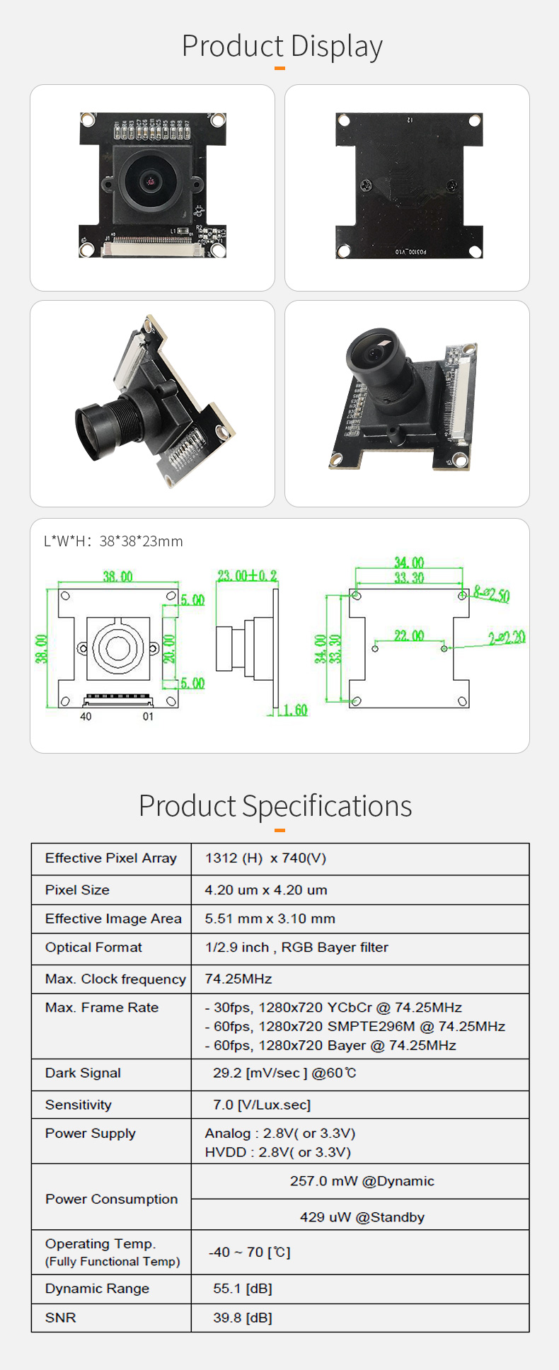 Dogoozx 1MP DVP Wide Angle 120 degree 720P Security Gate PO3100K CMOS PCB Camera Module插图1